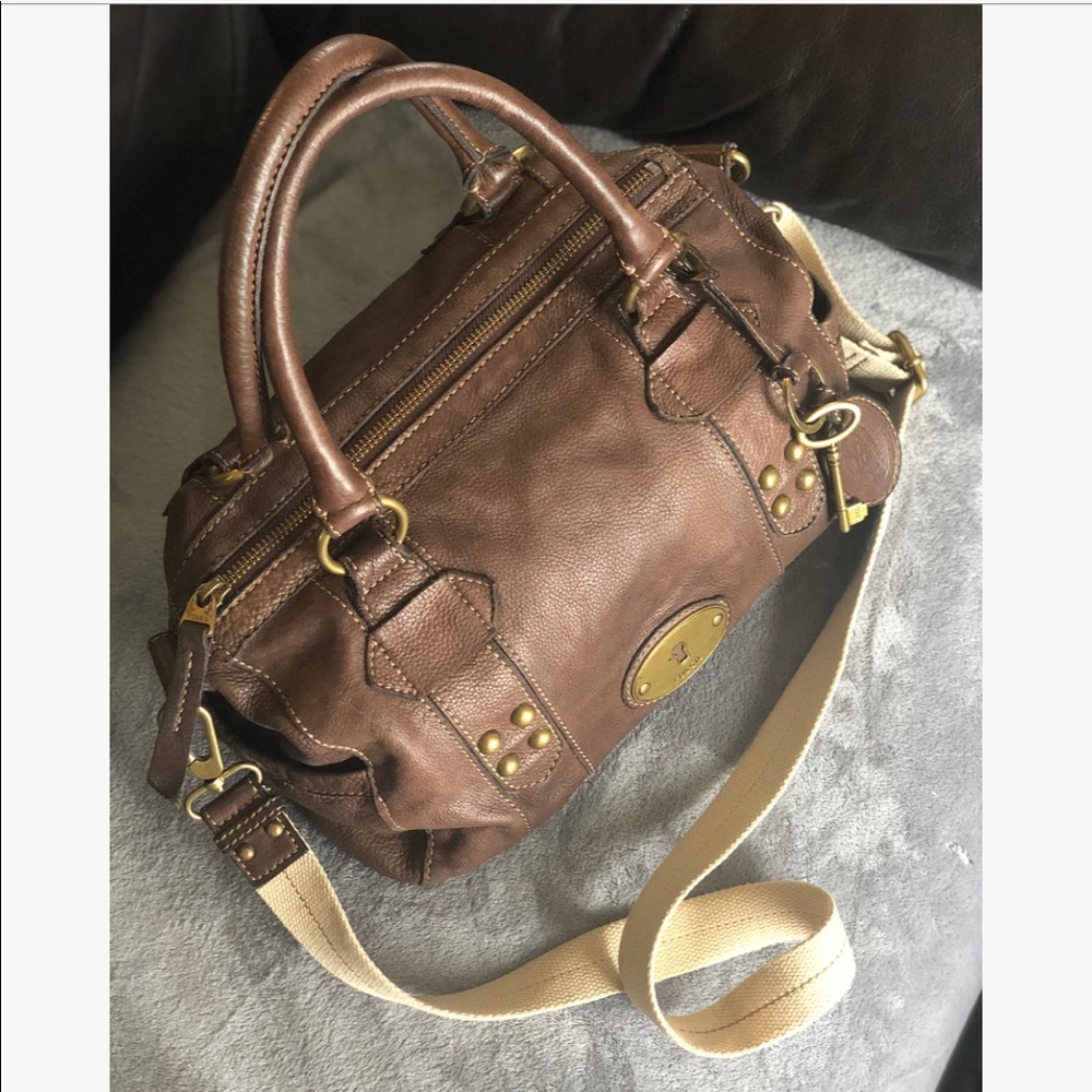 Fossil Brown Leather Crossbody Satchel